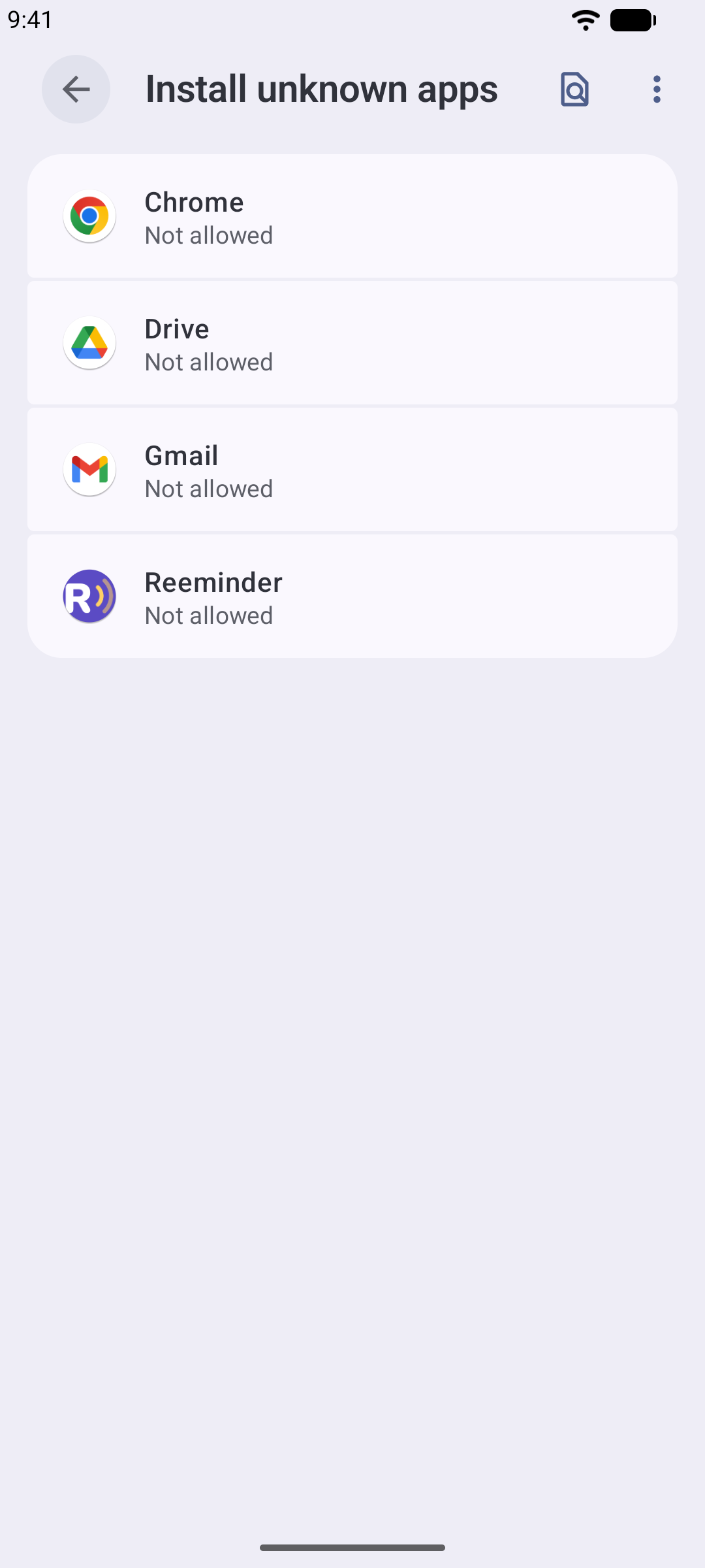 Android settings with the “Install unknown apps” switch turned on for the browser